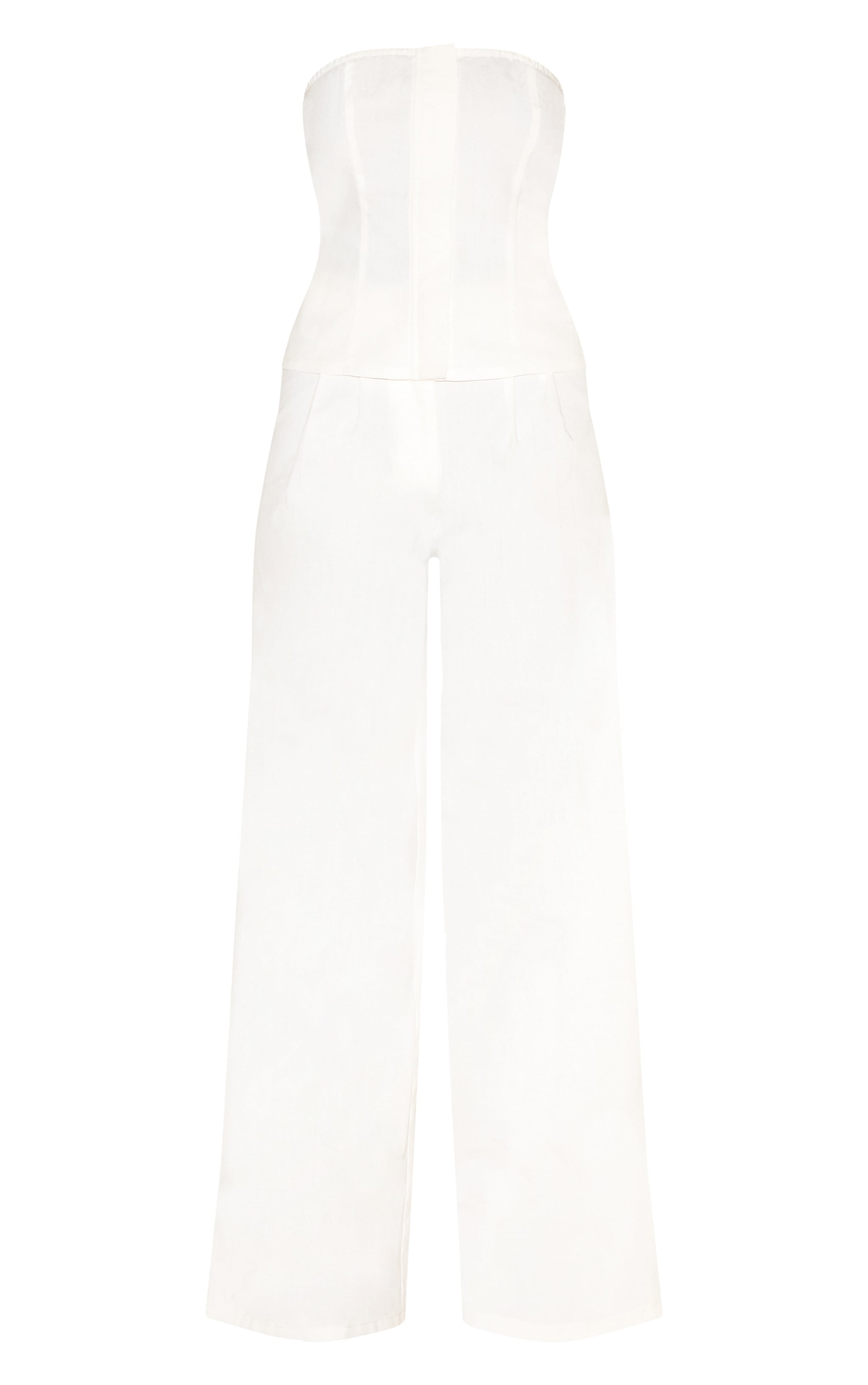 Combinaison bustier de tailleur large en effet lin mélangé blanc image 5