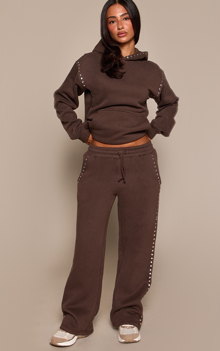 Petite Chocolate Stud Detail Sweatpants