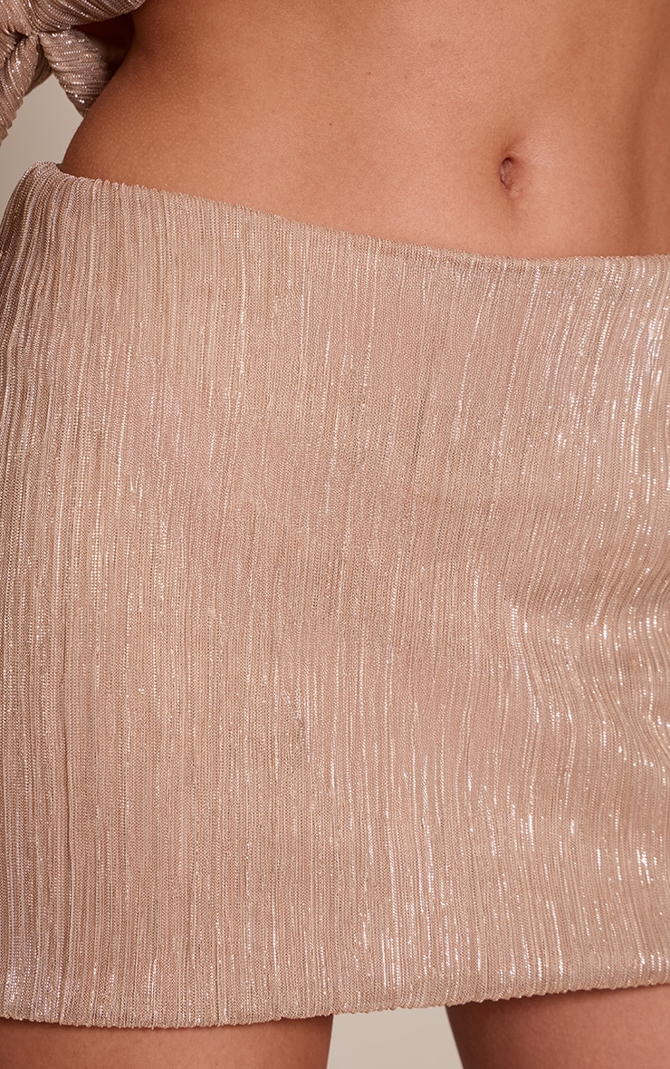 Gold Glitter Textured Foldover Mini Skirt image 5