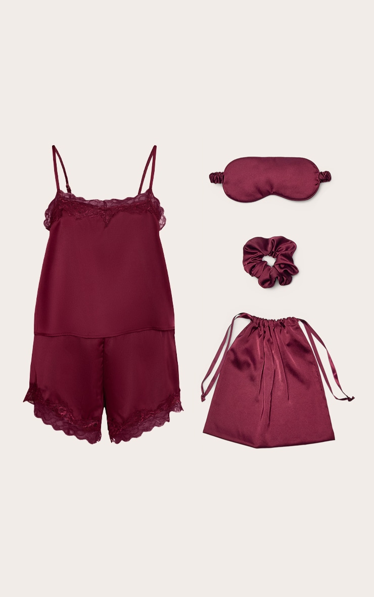 Burgundy Satin Sleepwear Gift Bag