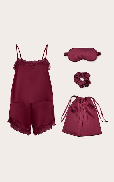 Burgundy Satin Sleepwear Gift Bag