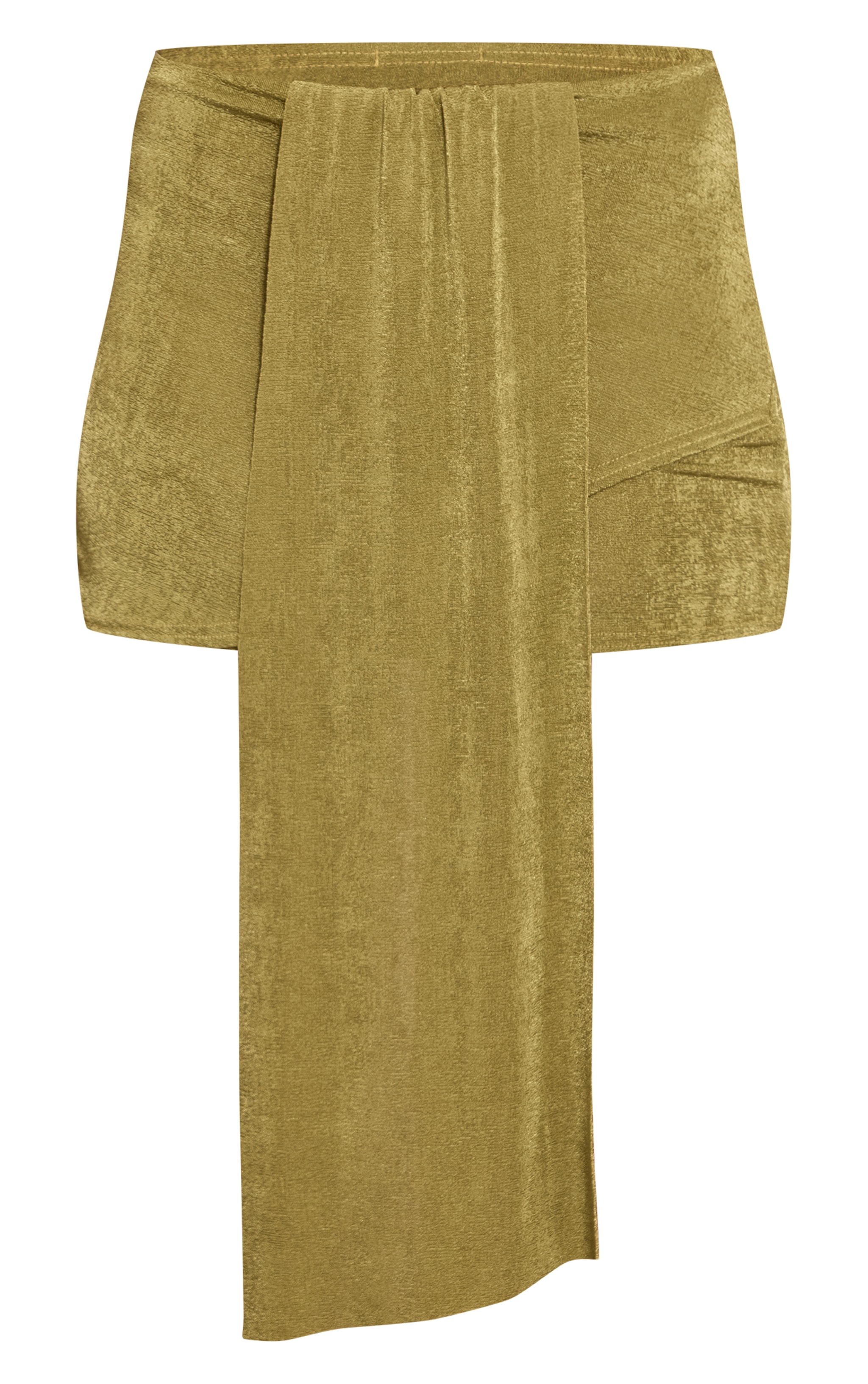 Olive Textured Drape Wrap Over Mini Skirt image 6