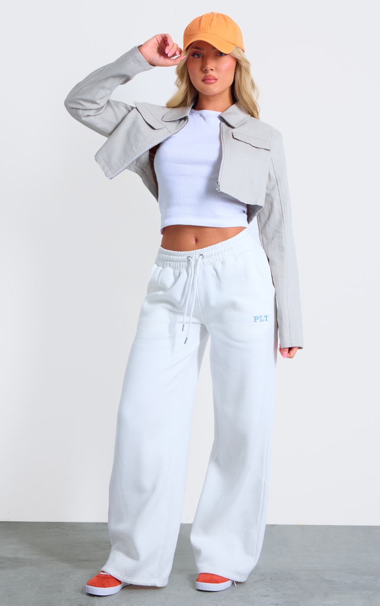 Washed Grey Grain Detail Pocket Cropped Jacket image 3