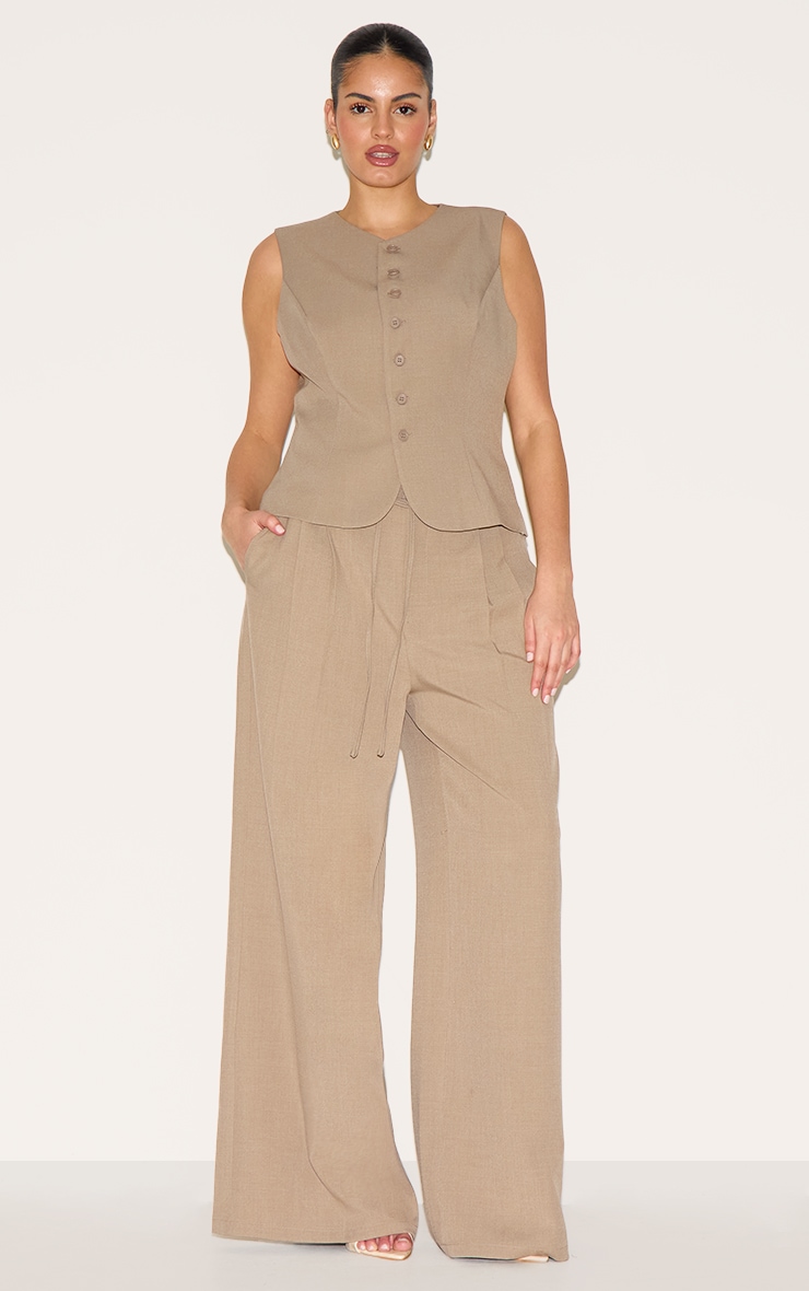 Plus Taupe Tailored Woven Vest image 3