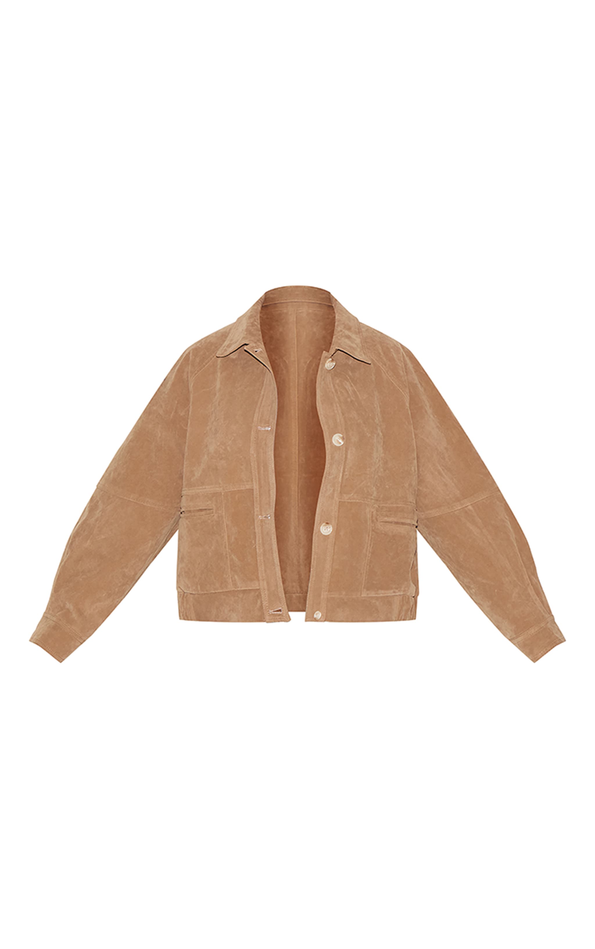 Plus Beige Oversized Faux Suede Jacket image 5