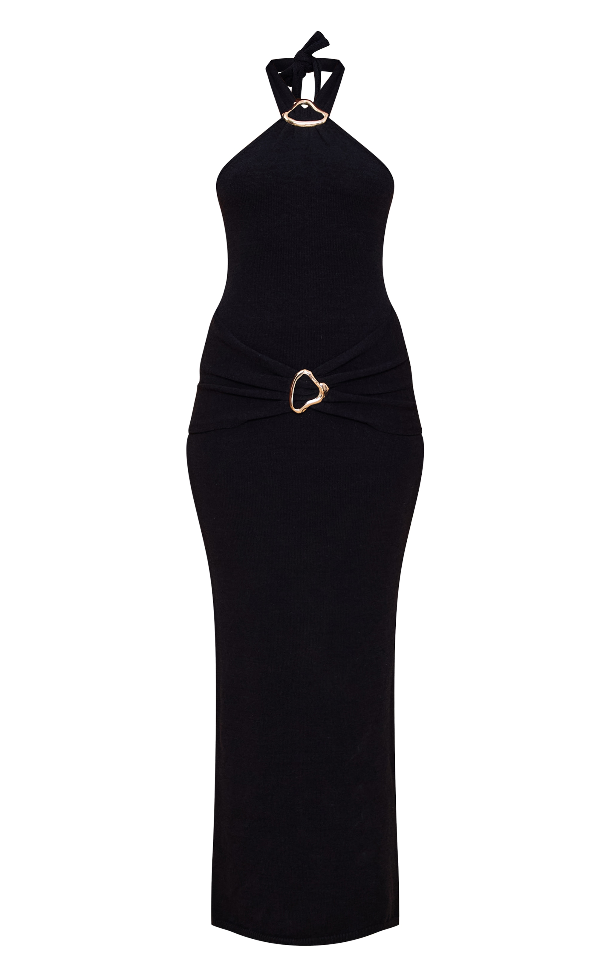 Black Trim Detail Wrap Halter Neck Maxi Dress image 5