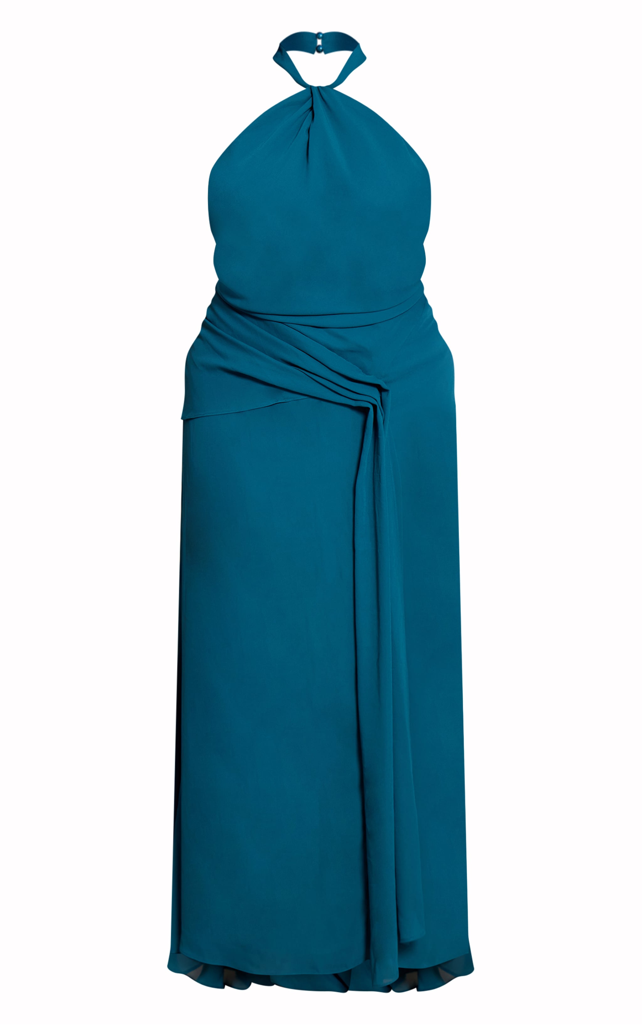 Plus Emerald Green  High Neck Chiffon Maxi Dress image 5