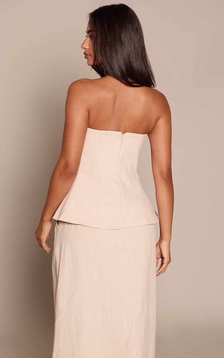 Petite Natural Premium Linen Look Longline Bandeau Top image 2