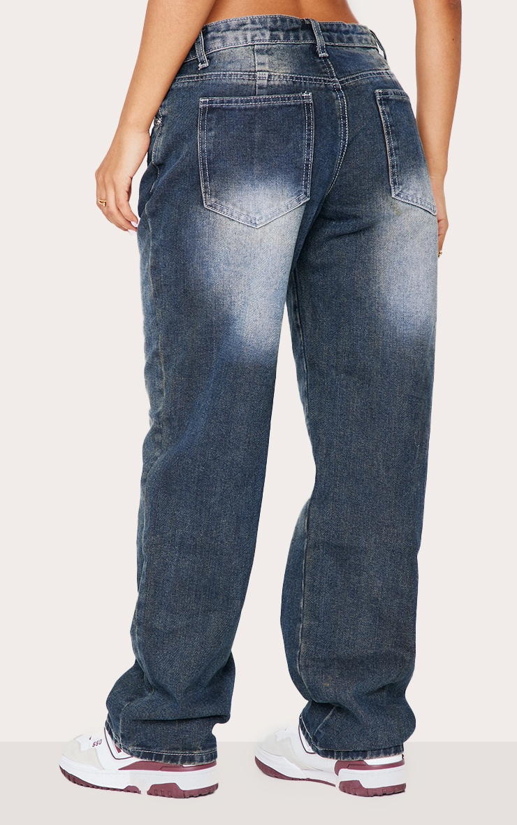Petite Jean rigide droit gris javelisé effet usé à taille basse image 3