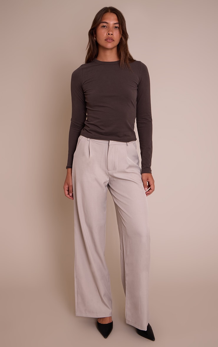 Pebble Woven Double Pleat Wide Leg Pant