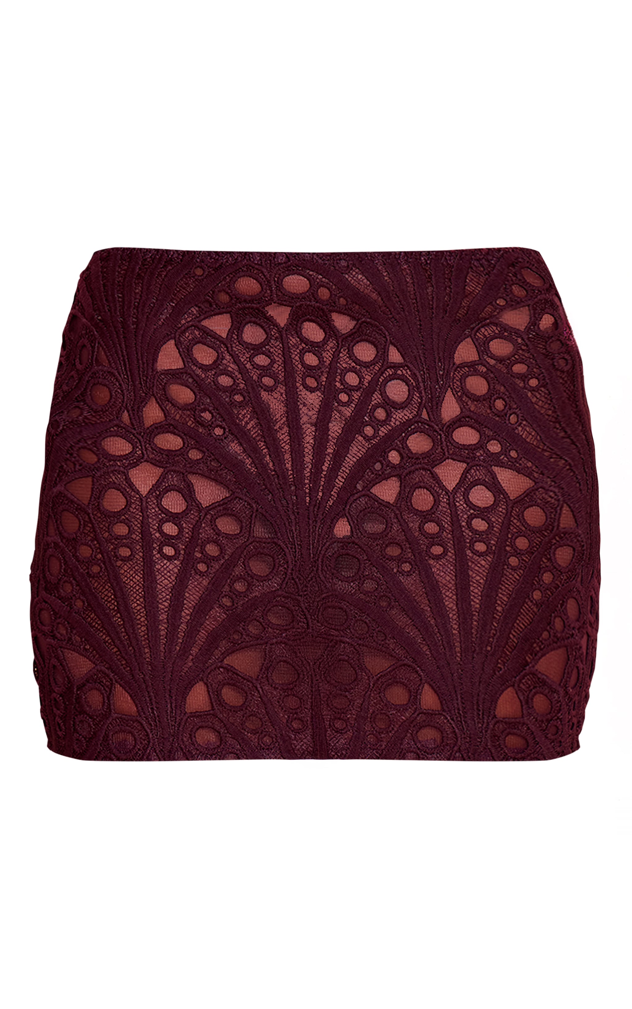 Dark Plum Textured Floral Lace Mini Skirt image 6