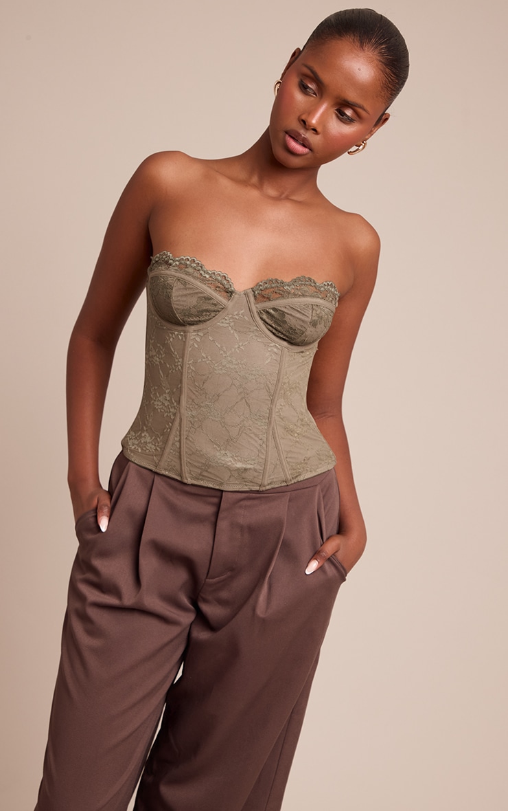 Robe Bustier Bandage Beige À Épaules Dénudées Et Détail Corset | Robes