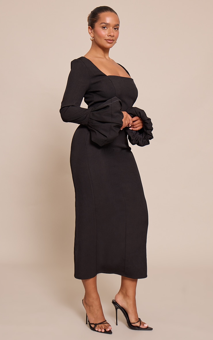 Shape black Square Neck Puffball Sleeve maxi Dress image 3