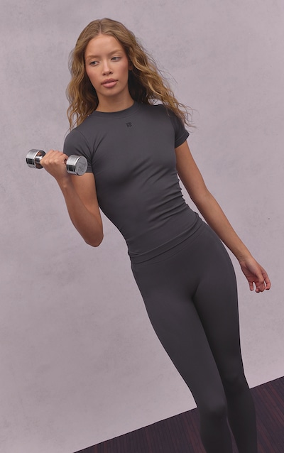Charcoal Seamless Logo Gym Long Top