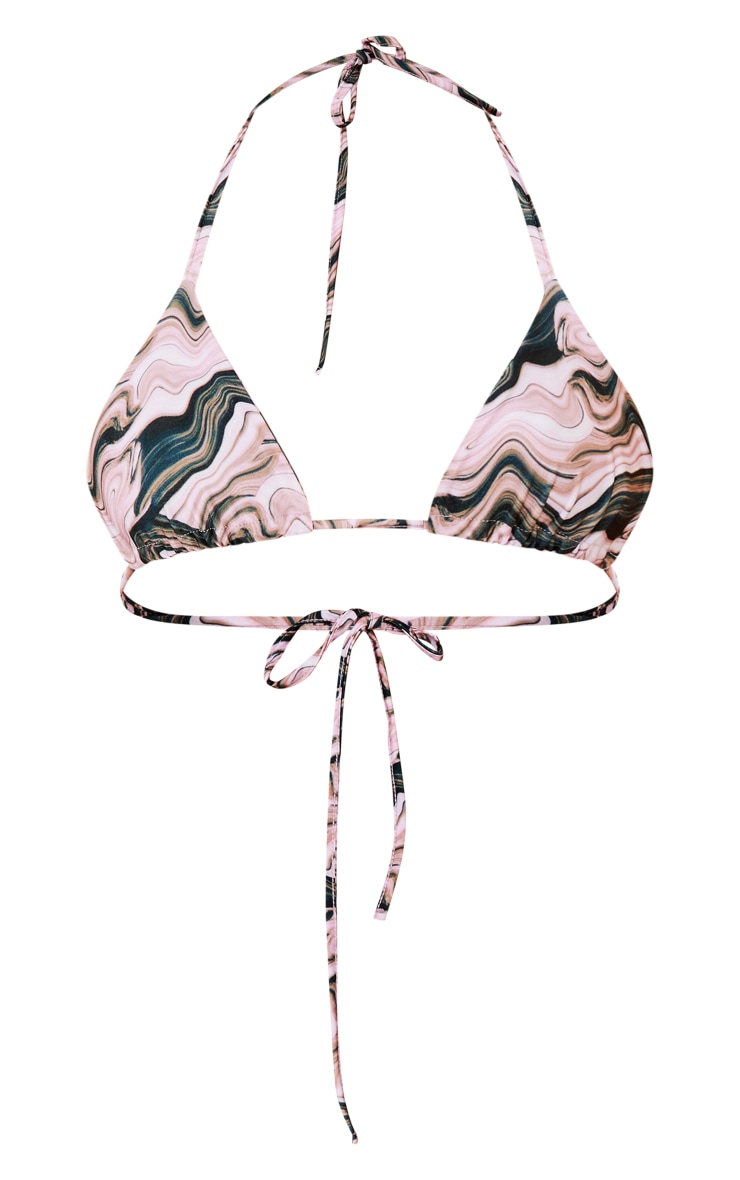 Pink Swirl Tie Dye Triangle Bikini Top image 1