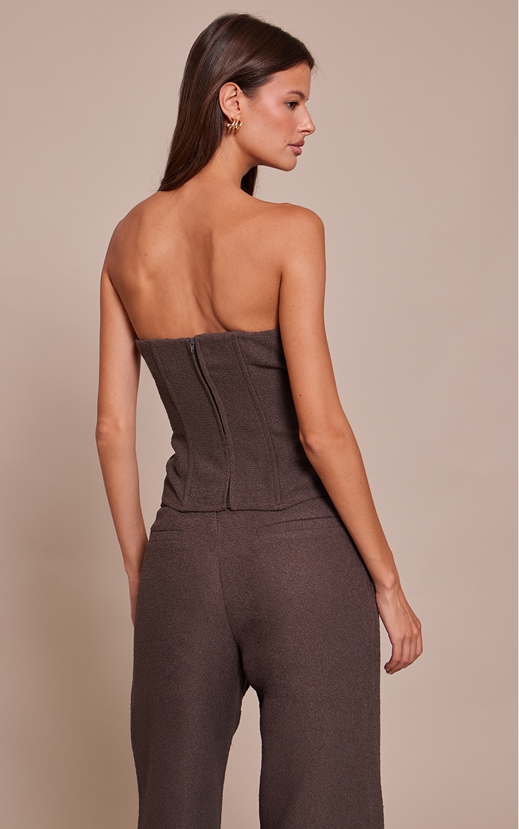 Dark Brown Boucle Boned Corset image 2