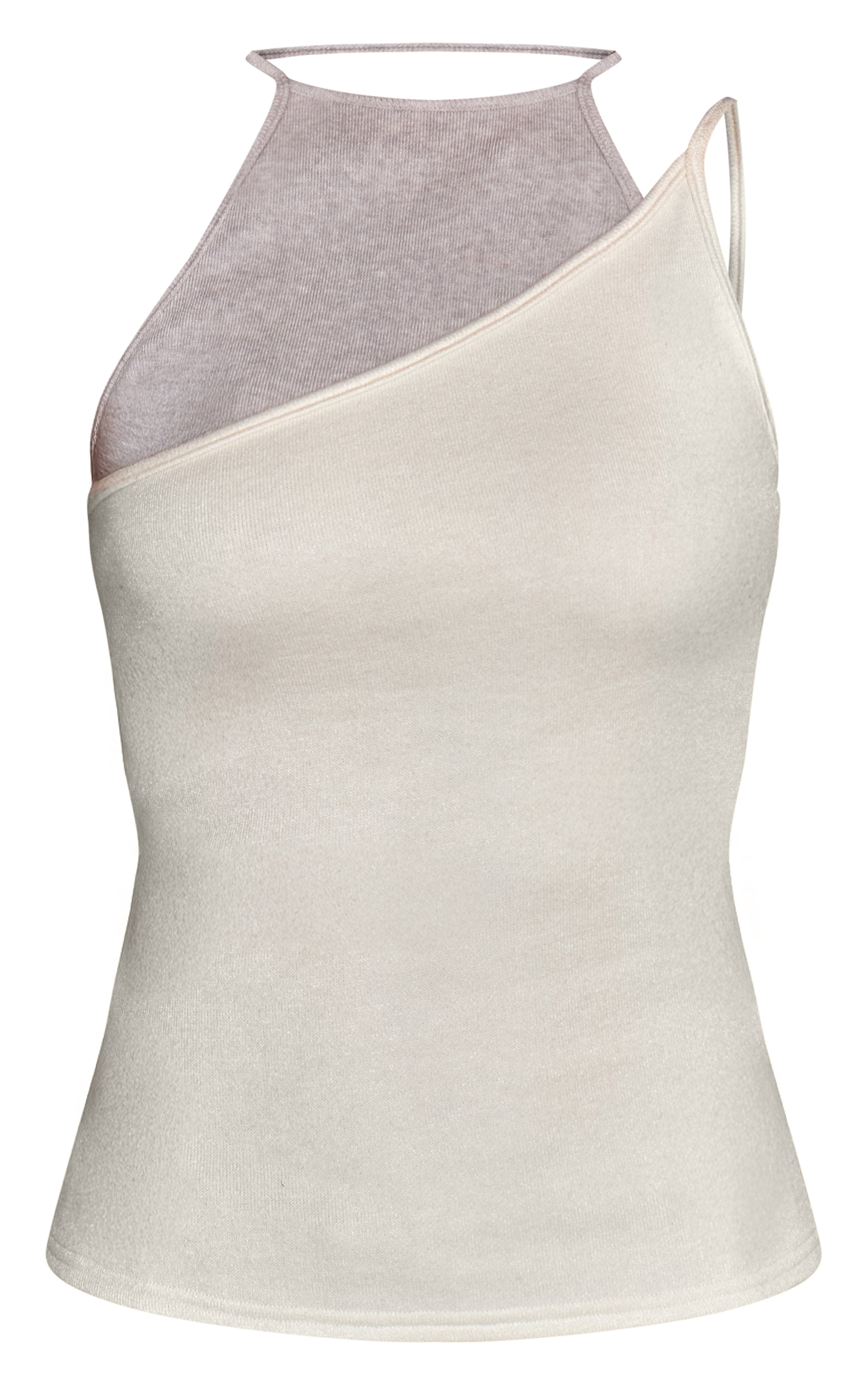 White Knitted Contrast Layering Strappy Top image 5