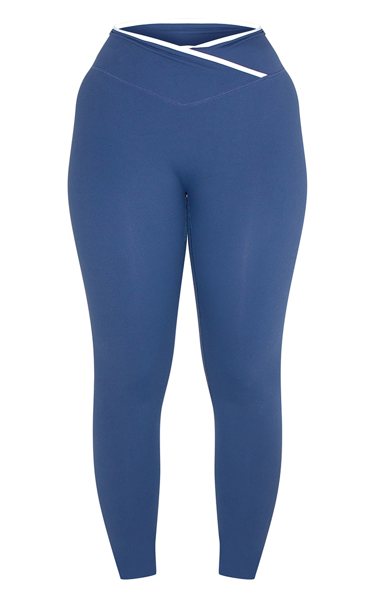 SHAPE NAVY ACTIVE CONTRAST BINDING WRAP WAISTBAND LEGGINGS image 5