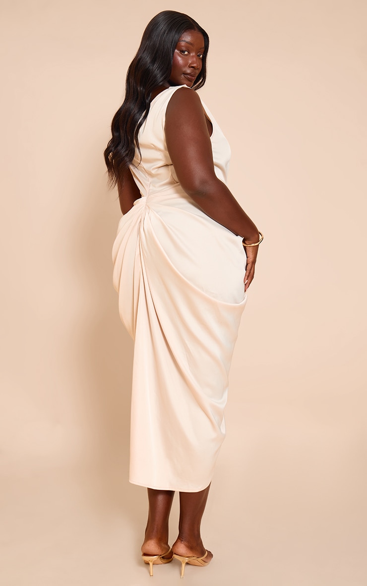 Plus Almond Oil Off Shoulder Maxi Dress image 2