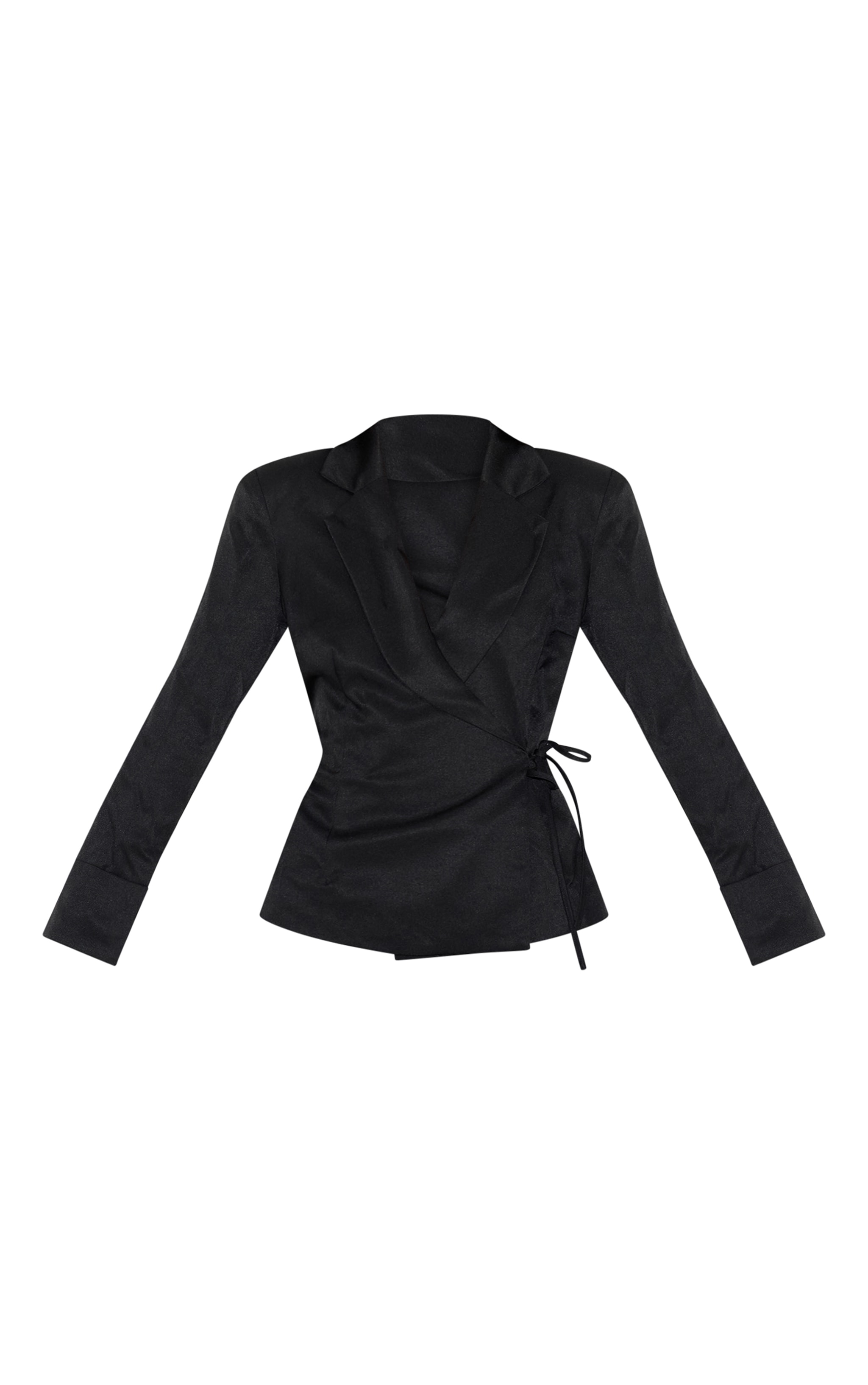 Black Fabric Tie Side Blazer image 5