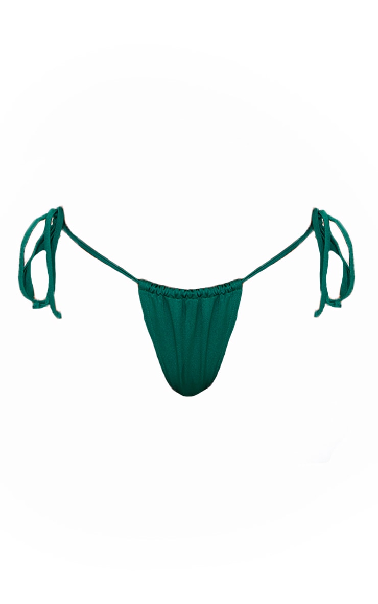 Bas de maillot de bain string mini vert à lanières ajustables nouées sur les côtés image 6