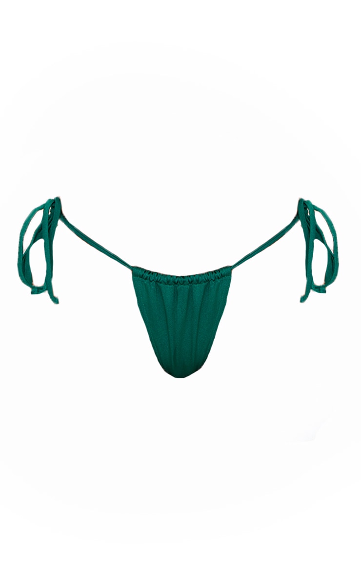 Green Tie Side Adjustable Mini Thong Bikini Bottoms image 6