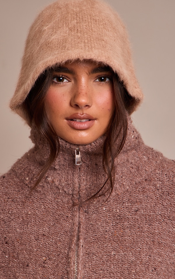 Camel Shaggy Fur Bucket Hat