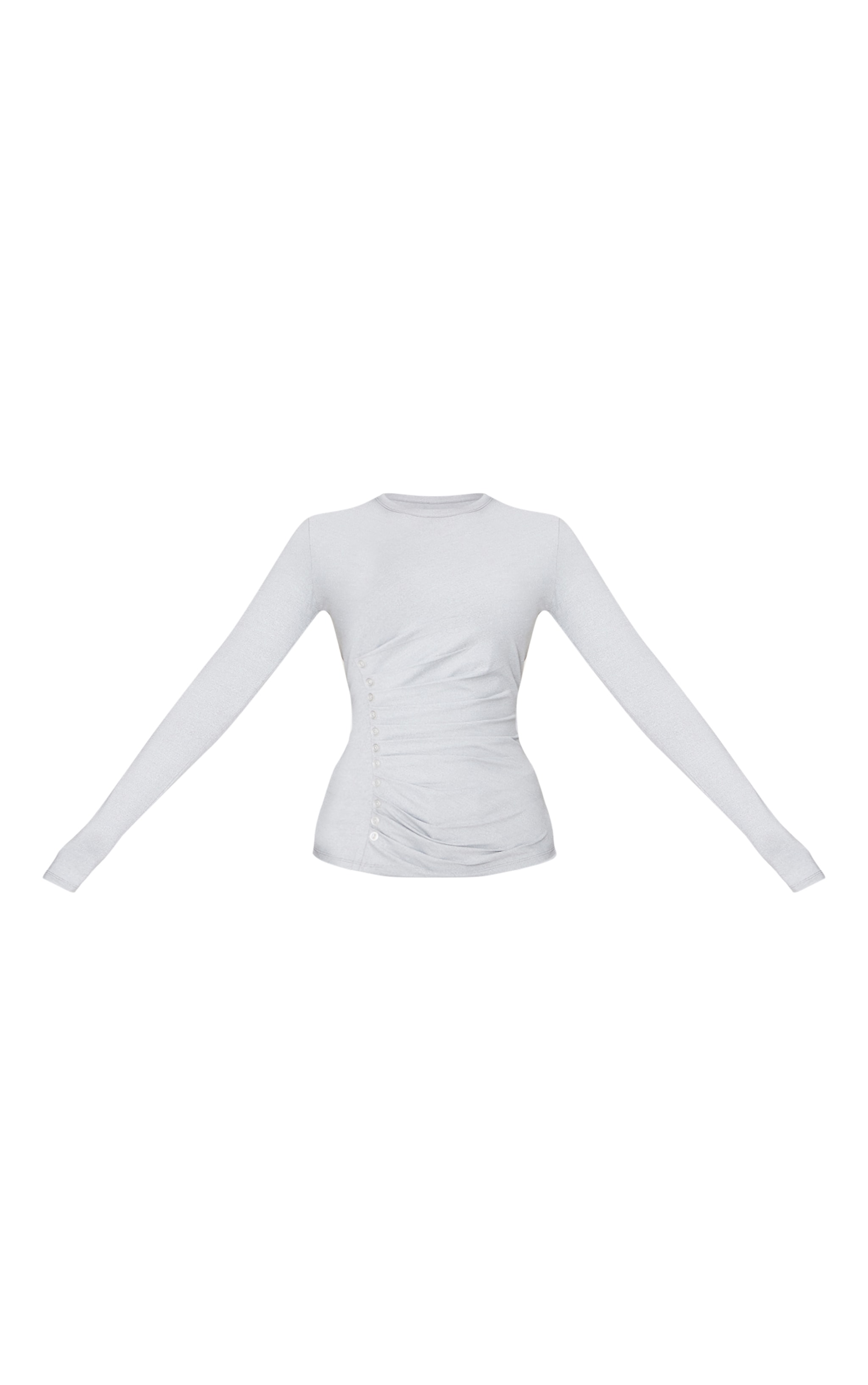 Petite Top gris chiné à manches longues et détail boutons image 5