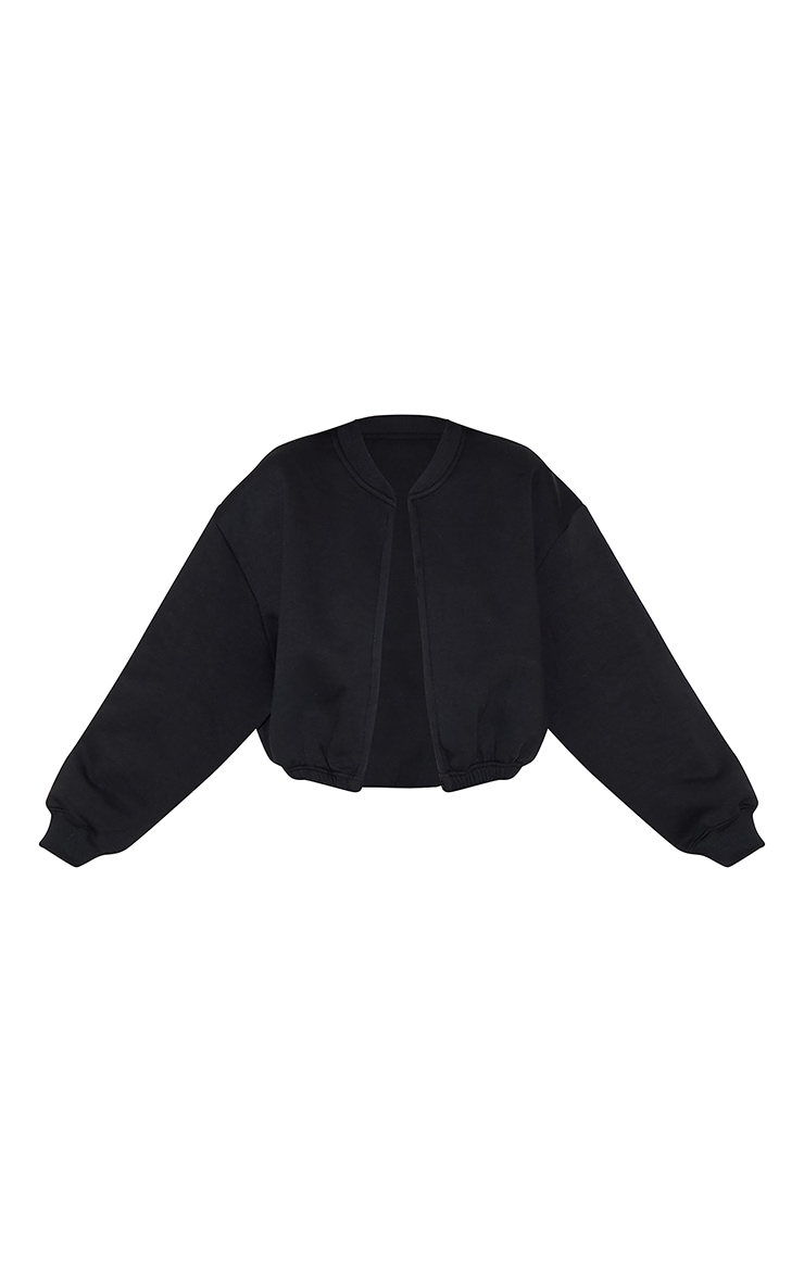 Black Drawcord Waist Cropped Zip Up Sweatshirt image 5