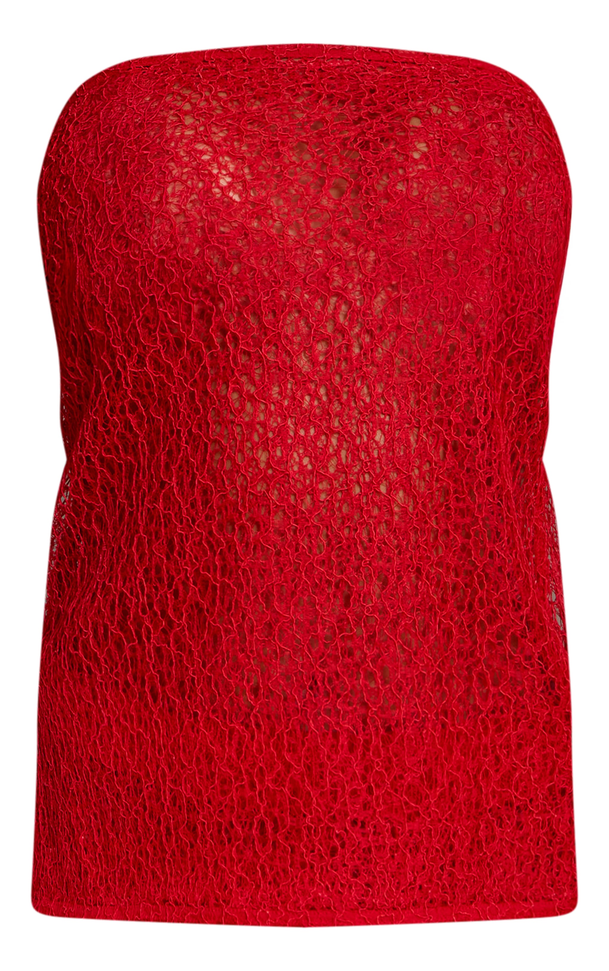 Red Textured Knit Longline Bandeau image 5