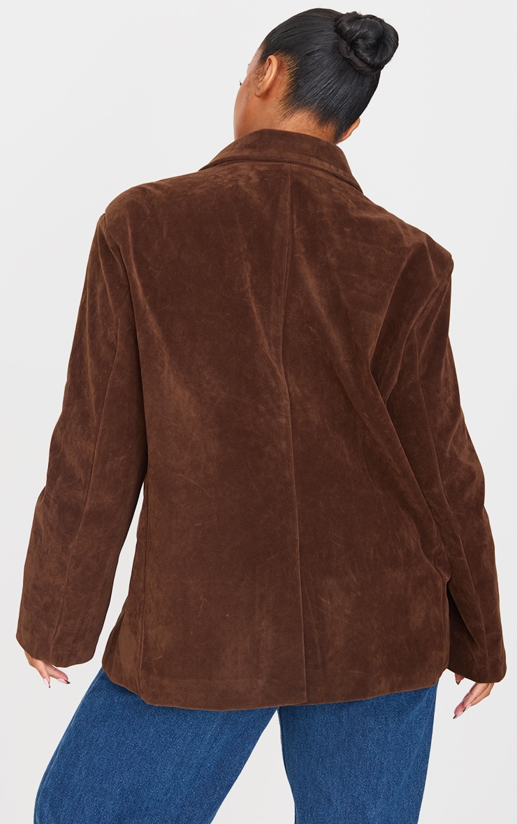 Plus Chocolate Faux Suede Longline Jacket image 2