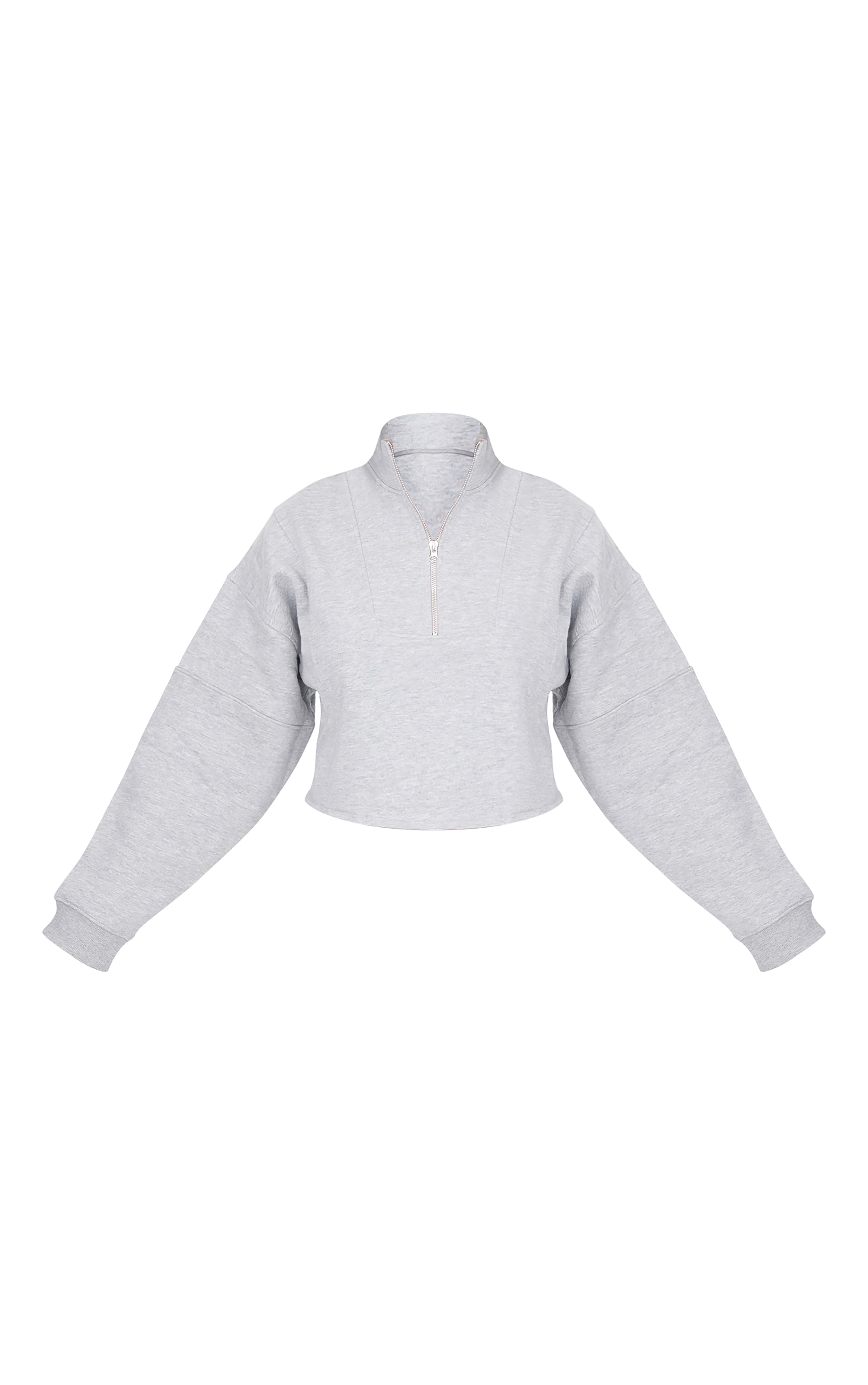 Tall Grey Marl Half Zip Crop Sweatshirt image 5