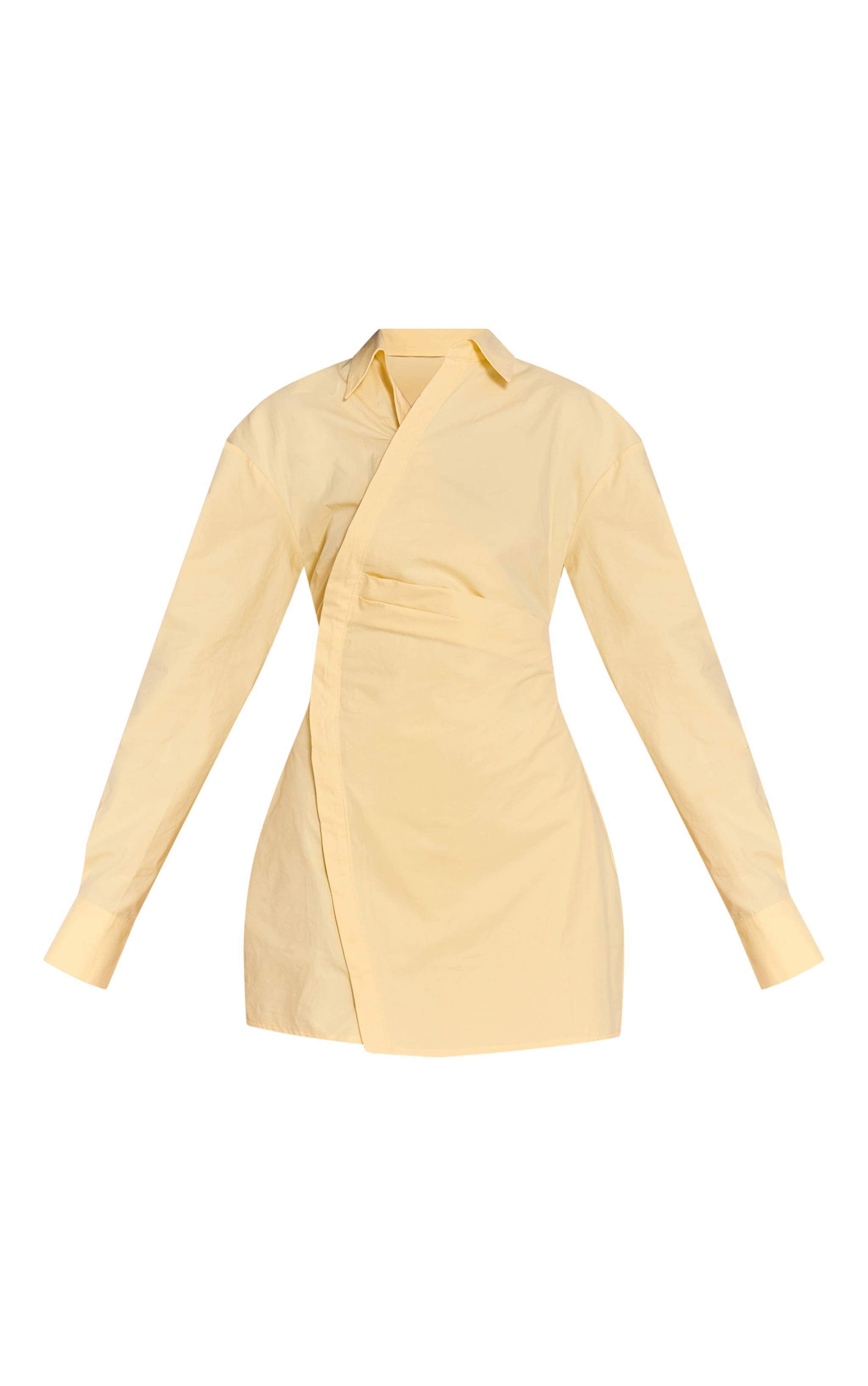 Lemon Asymmetric Button Down Long Sleeve Shirt Dress image 5