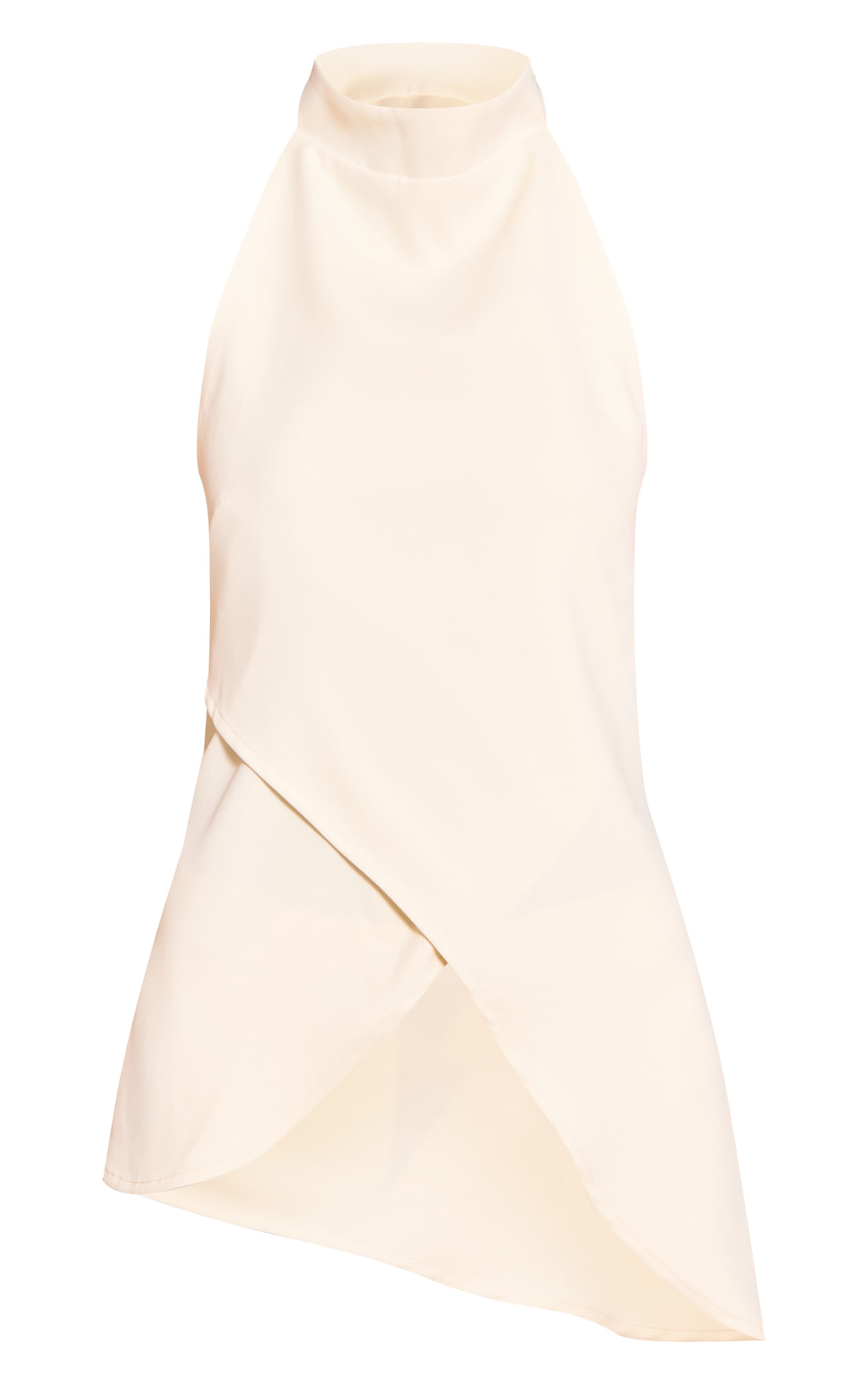 Butter Cream Woven High Neck Wrap Long Top image 5