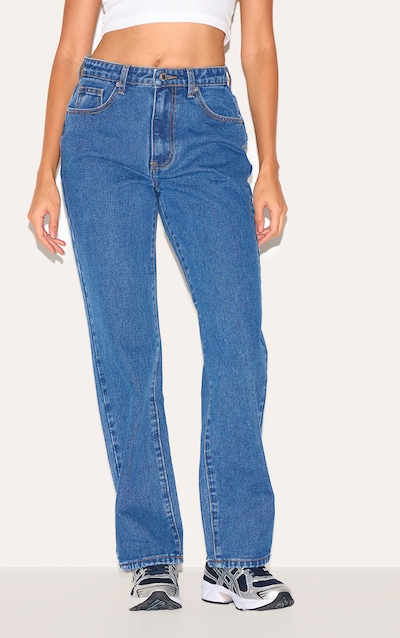 PRETTYLITTLETHING Dark Blue High Waist Straight Leg Jeans