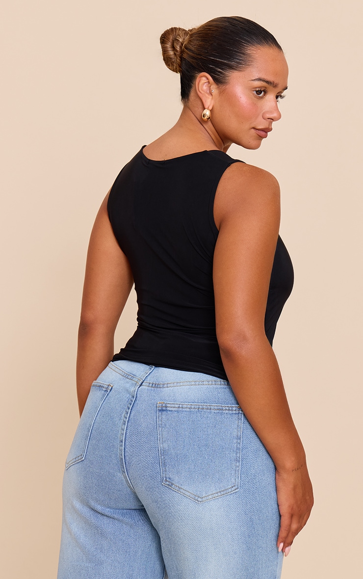 Shape Black Slinky Square Neck Top image 2