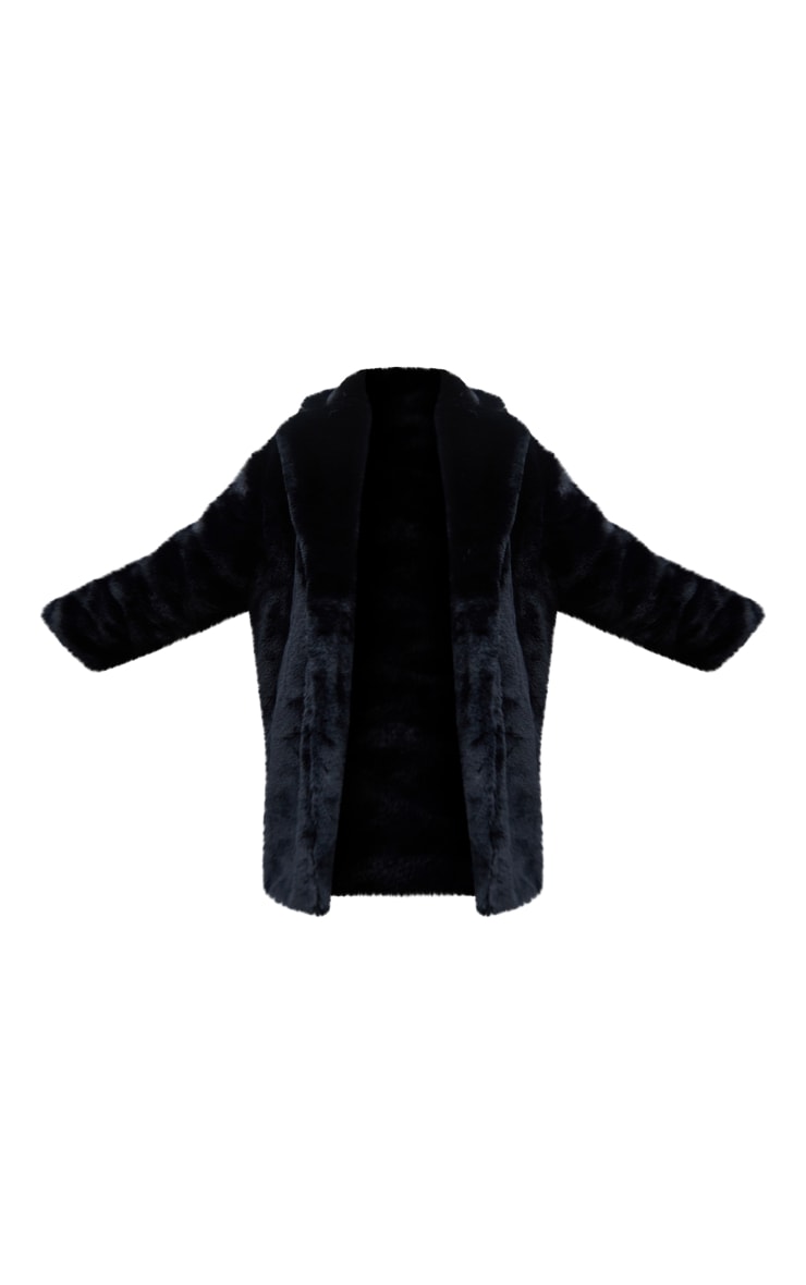 Plus Black Faux Fur Coat image 3