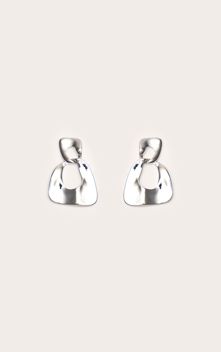Silver Hammered Mini Drape Earrings image 2