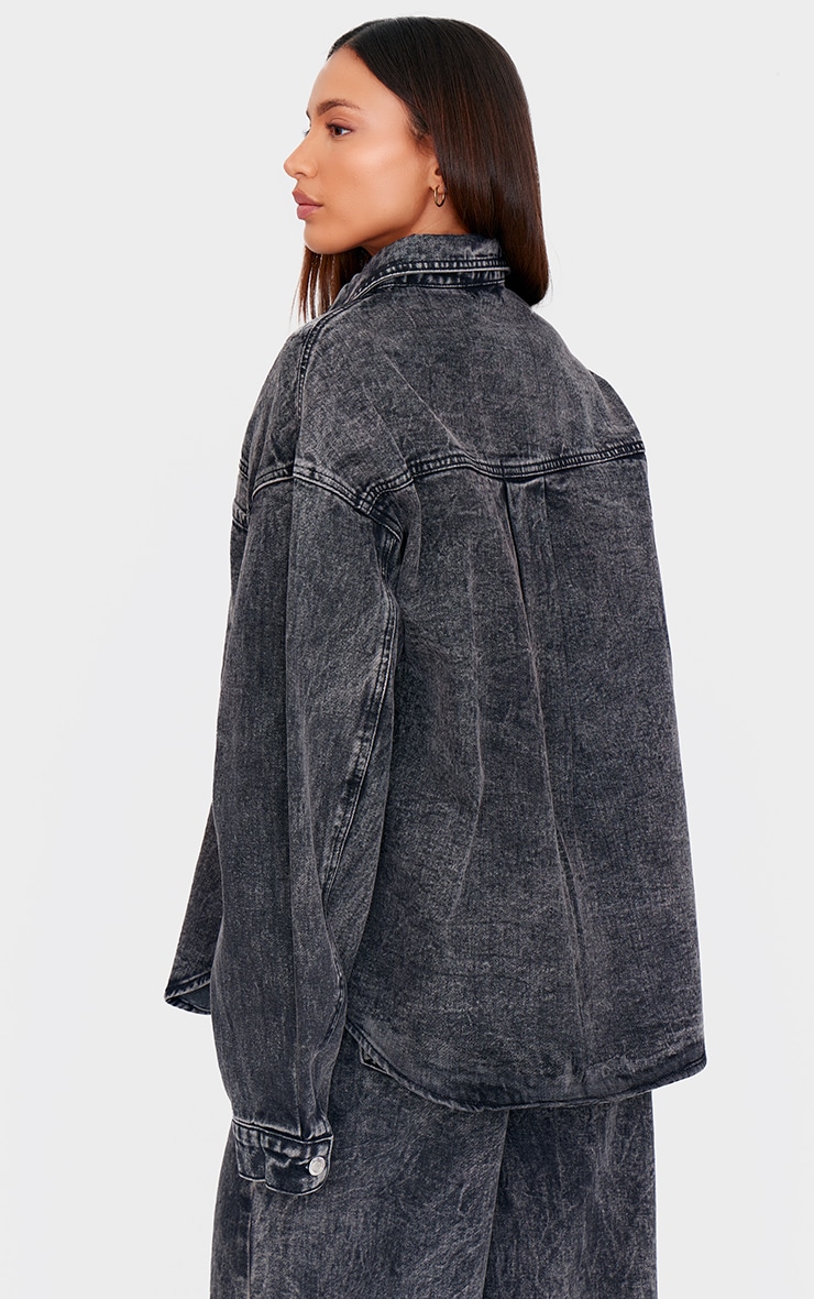 Tall Washed Grey Oversized Denim Jacket image 2