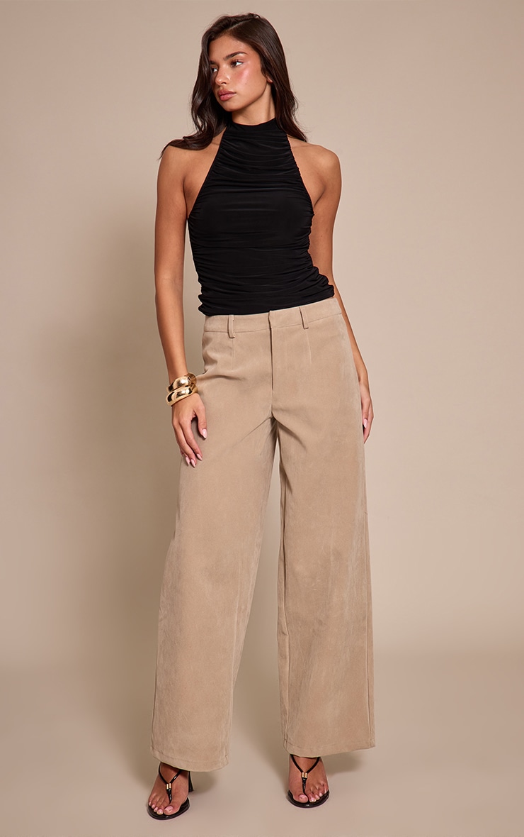 Black Double Layer Slinky Highneck Drapey Long Top  image 3