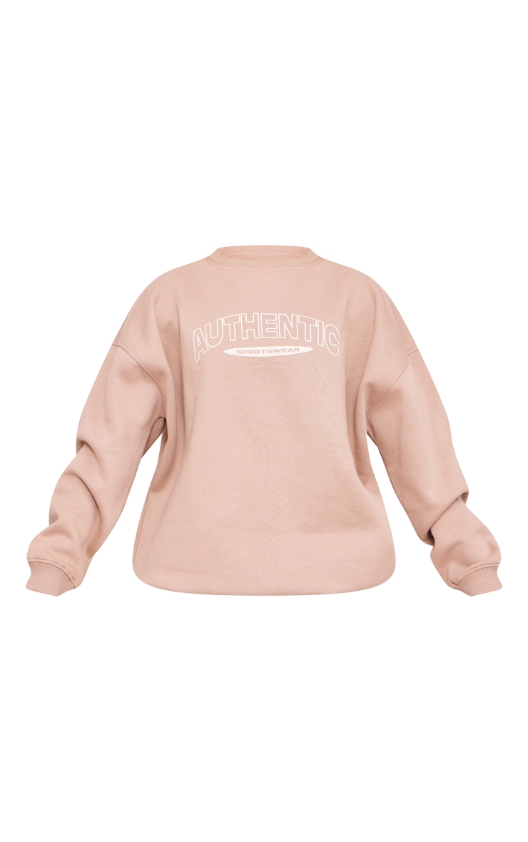Taupe Authentic Print Oversized Sweatshirt image 5