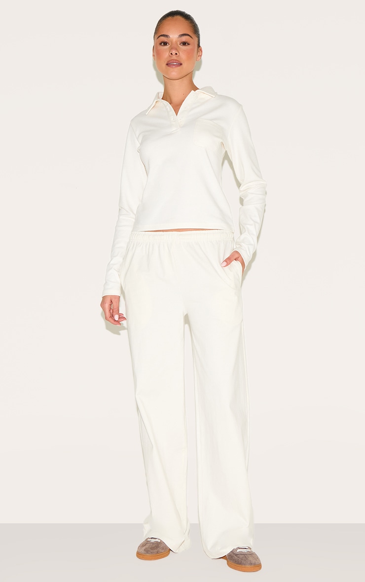 Pantalon large ample en coton épais crème image 2