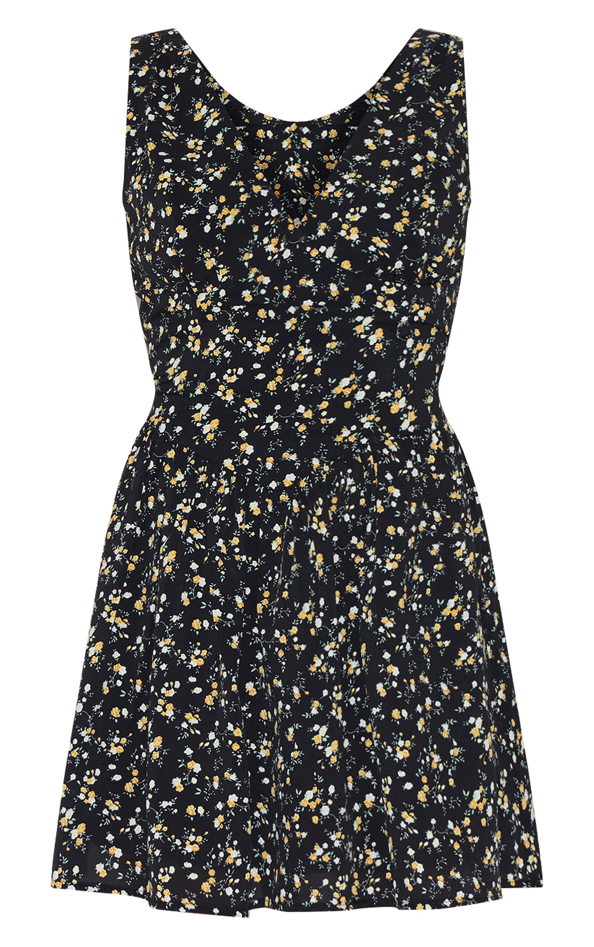 Petite Black Floral Detail Mini Shift Dress image 5