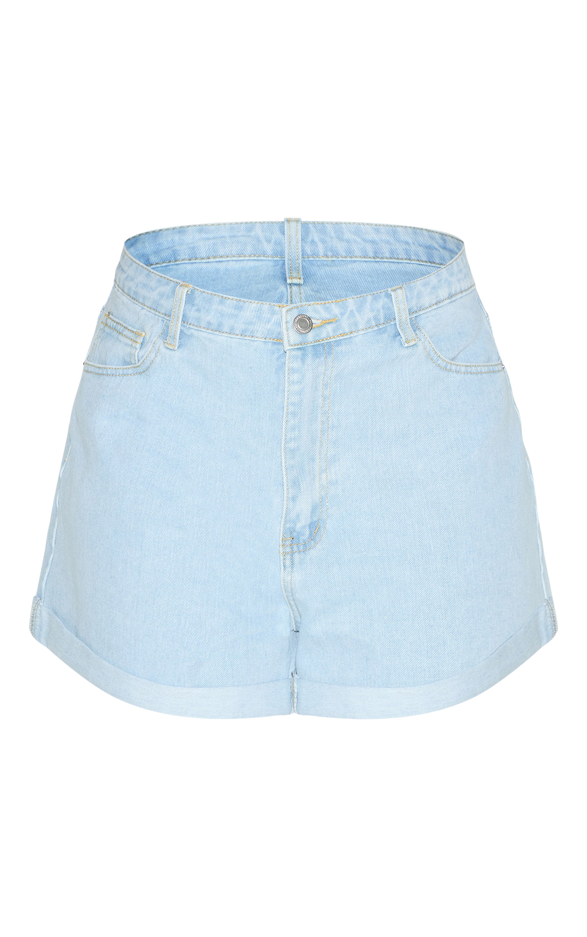 Short Mom Délavé Bleu Clair Grande Taille à Ourlet Relevé image 6