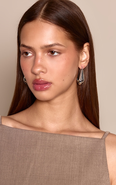 Silver Smooth Overlap Hoop Earrings