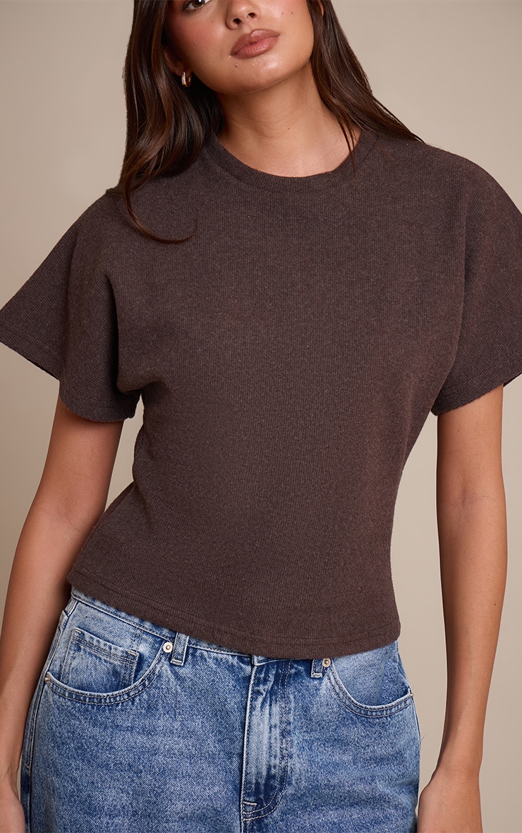 Chocolate Heavy Rib Cinched Waist T Shirt  image 4