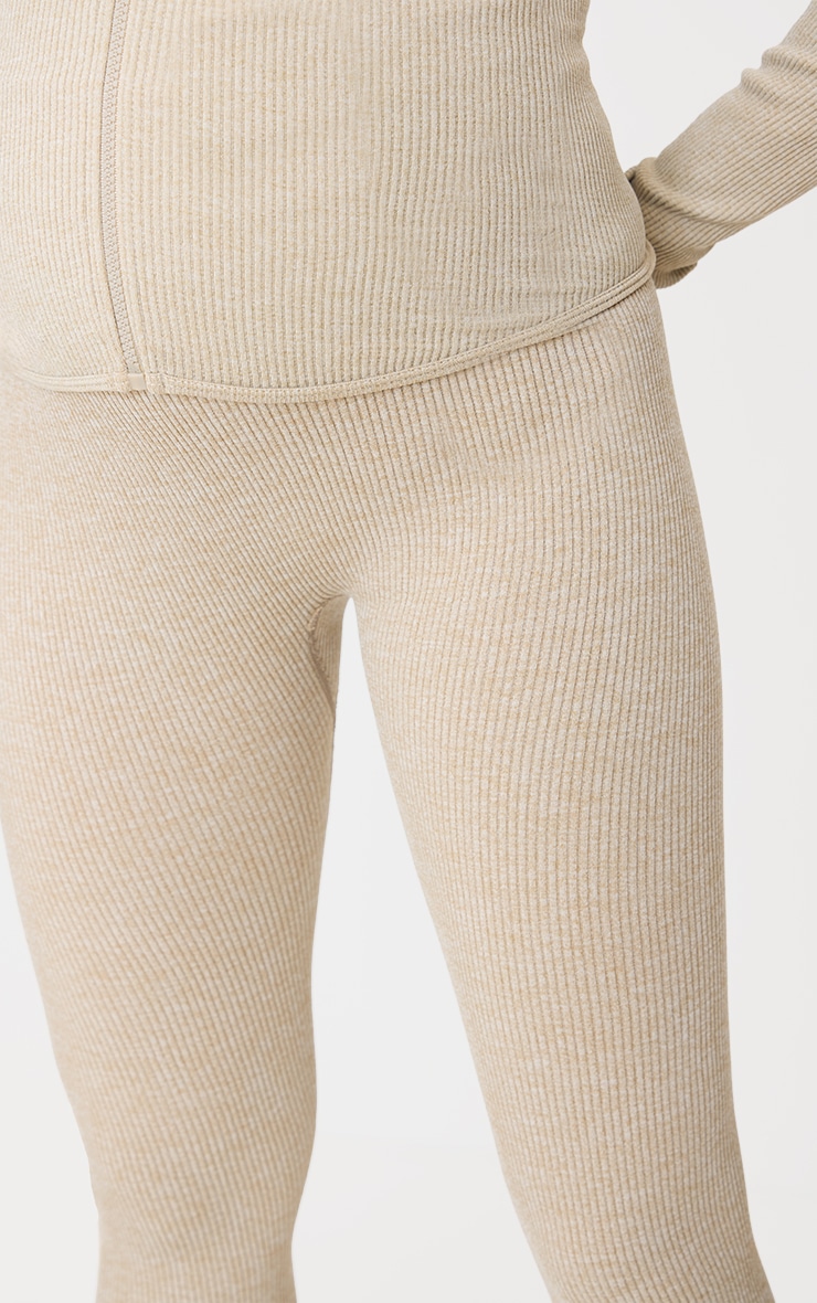Maternité Legging de grossesse sable pâle côtelé doux image 4