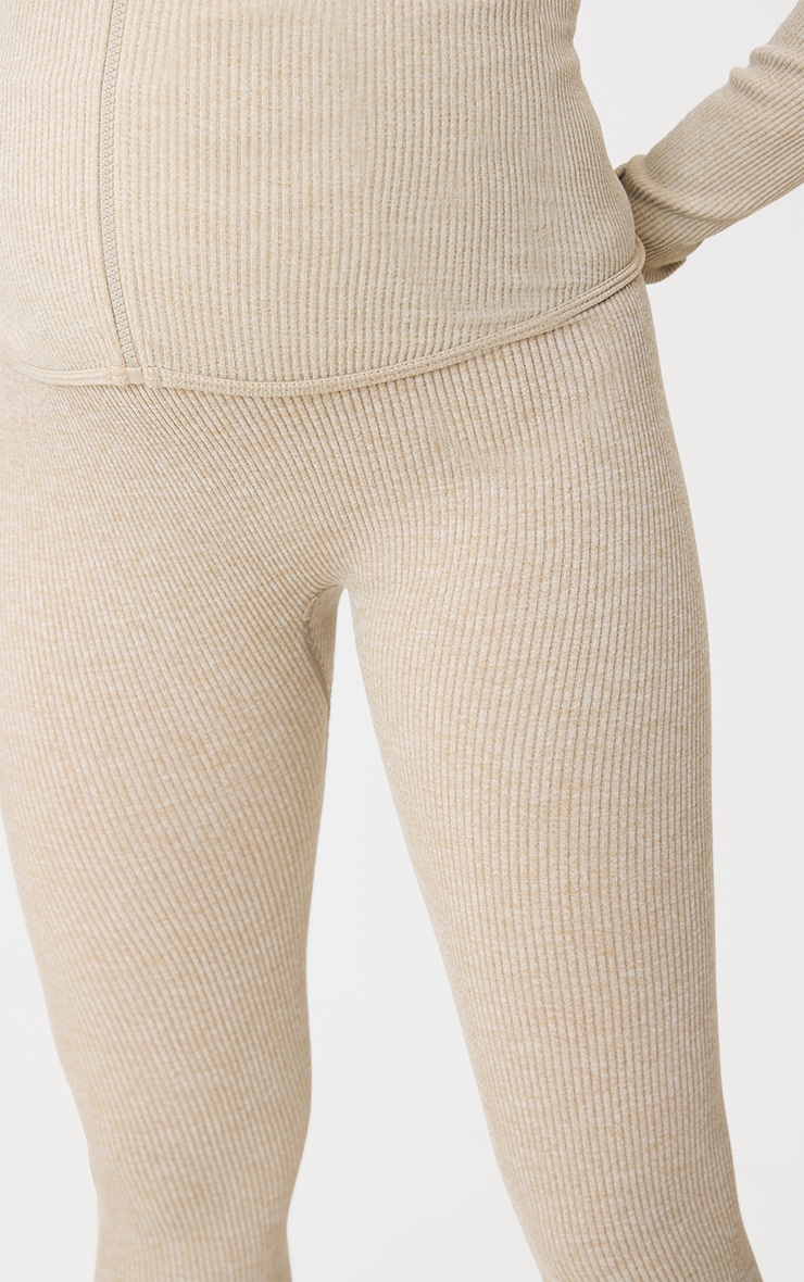 Maternity Moss Sand Ribbed Leggings image 4