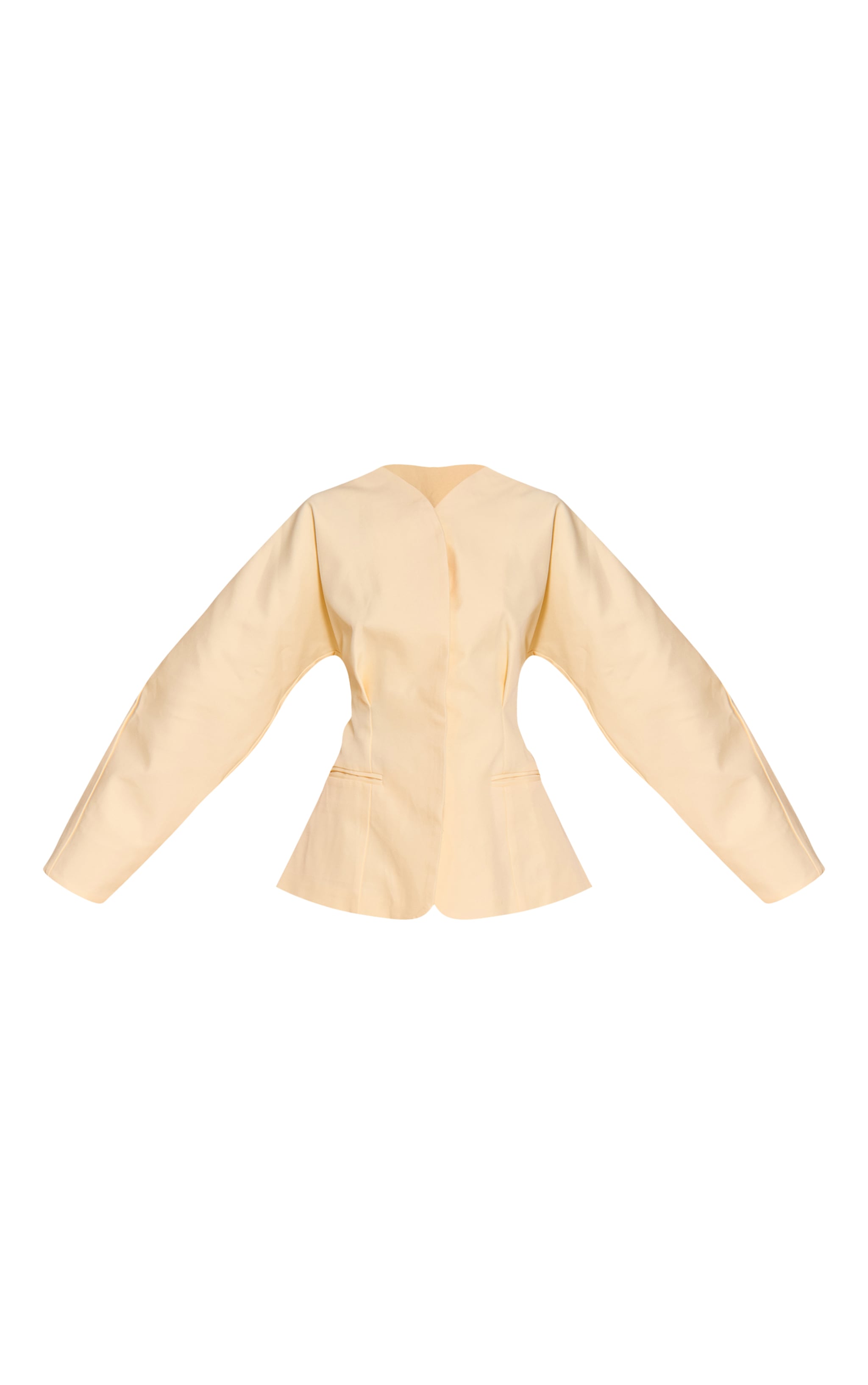 Butter Cream Premium Woven Tailored Collarless Blazer image 5