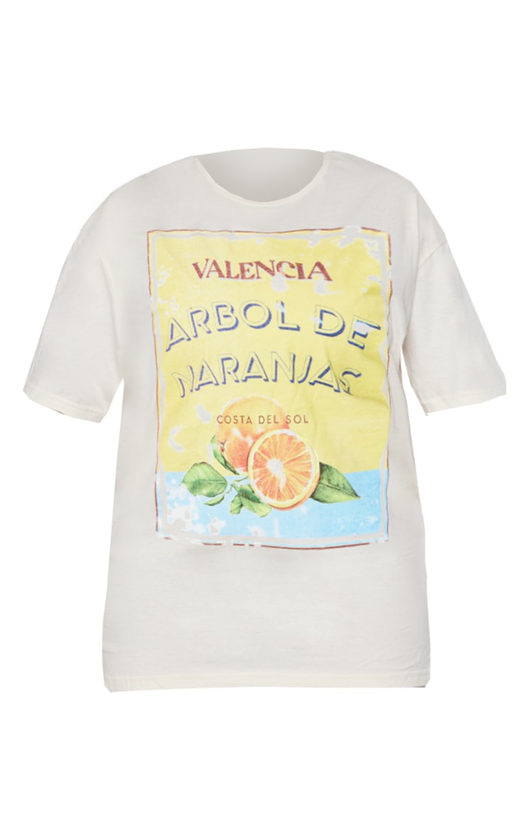 Plus T-shirt écru à slogan Valencia image 5